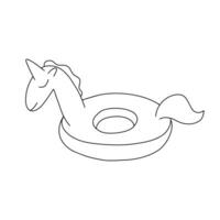 sudd ringa i enhörning form vektor illustration. hand dragen sommar enhörning simning ringa