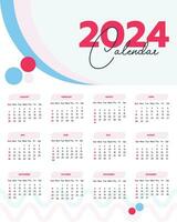 2024 Claendar Vorlage Design vektor