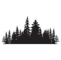 tall träd silhuetter. vintergröna skog granar och granar svart former, vild natur träd mallar. vektor illustration skog träd uppsättning på vit bakgrund