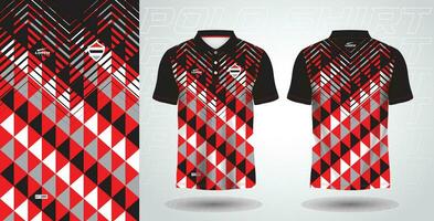 rot und schwarz Polo Sport Hemd Sublimation Jersey Vorlage vektor