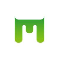 kreativ senare m logotyp, grön, enkel, rena, första logotyp, vektor