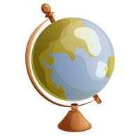 geografisch Globus Karikatur mit Stand Symbol Schule Instrument Element Schüler Konzept isoliert Vektor Illustration