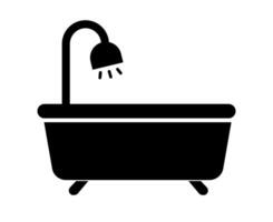 Badewanne mit Dusche Silhouette Symbol. Vektor. vektor