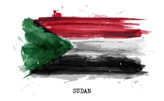 realistische aquarellmalerei flagge des sudan. Vektor. vektor