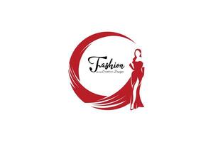 Vektor Frau im lange Schwanz Kleid zum Logo Design von Damen Kleidung Boutique Geschäft, Mode, Hochzeit Kleid