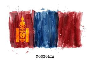 realistisk vattenfärgmålningsflagga i Mongoliet. vektor .