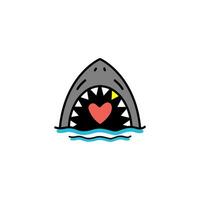 Vektor Illustration von Hai Kopf Karikatur Charakter mit Scharf Reißzähne Stil zum Aufkleber, Symbol, Logo, tätowieren und Werbung