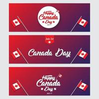 Satz kostenlose Vektorbanner für Kanada-Tagesfeiern mit Flaggen und dekorativen Elementen vektor