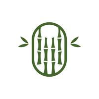 tropisk bambu skog logotyp, träd trunk och blad design, vektor illustration symbol