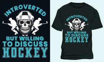 introvert men villig till diskutera hockey, hockey t-shirt design vektor