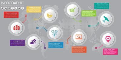 Timeline-Vektor-Infografik. Weltkartenhintergrund vektor