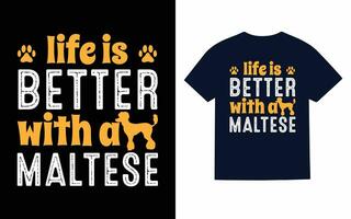 maltesisch Hund T-Shirt Design vektor