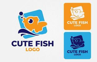 söt fisk logotyp rolig och vänlig djur- vektor design för bebis barn varumärke