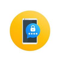 Mobile Sicherheit, Passwortzugriff, Authentifizierung mit Smartphone-Vektorsymbol vektor