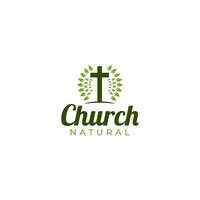 kyrka blad logotyp design vektor
