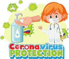 Coronavirus-Schutzbanner mit Arztzeichentrickfigur mit medizinischer Maske vektor
