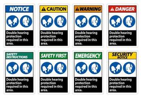 In diesem Bereich ist ein doppelter Gehörschutz mit Ohrenschützern und Ohrstöpseln erforderlich vektor