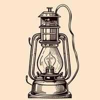 retro Kerosin Lampe Hand gezeichnet skizzieren im Gekritzel Stil Vektor Illustration