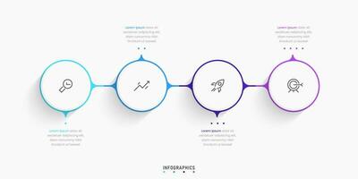 Vektor-Infografik-Etikettendesign-Vorlage mit Symbolen und 4 Optionen oder Schritten. kann für Prozessdiagramme, Präsentationen, Workflow-Layouts, Banner, Flussdiagramme und Infografiken verwendet werden. vektor