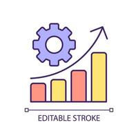 editierbar Arbeitsablauf Automatisierung Symbol Darstellen Unternehmen Ressource Planung, isoliert Vektor, dünn Linie Mehrfarbig Illustration. vektor