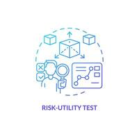 2d Gradient Risiko-Nutzen Prüfung dünn Linie Symbol Konzept, isoliert Vektor, Blau Illustration Darstellen Produkt Haftung. vektor