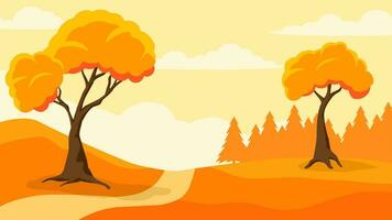 Herbst Landschaft Vektor Illustration. fallen Jahreszeit Landschaft mit Herbst Baum. Jahreszeit Landschaft zum Hintergrund, Hintergrund, Anzeige oder Landung Buchseite. Illustration von Park im Herbst Jahreszeit mit klar Himmel