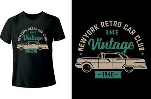 newyork retro bil klubb årgång tshirt design vektor