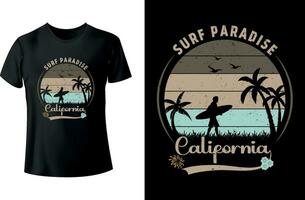 Surfen Paradies Kalifornien Sommer- T-Shirt Design vektor