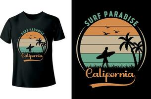 Surfen Paradies Kalifornien Sommer- T-Shirt Design vektor