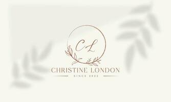 christine London botanisch Blumen- Element Vektor modisch Hand gezeichnet Logo mit wild Blume und Blätter