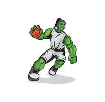 kvinnlig hulk som spelar basketdesignillustration vektor