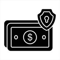 kontanter säkerhet glyf ikon design stil vektor