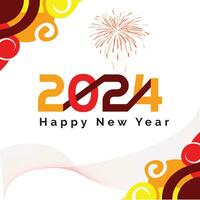 Lycklig ny år 2024 - festlig ny år bakgrund Semester hälsning kort design vektor