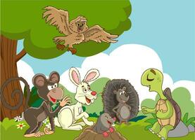Vektor Illustration von Wald Tier reden