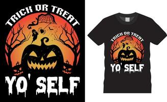 lura eller behandla jo själv halloween t-shirt design vektor mall