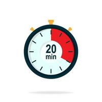 20 minuter timer. stoppur symbol i platt stil. redigerbar isolerat vektor illustration.