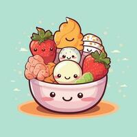 kawaii Essen Karikatur eben Vektor Illustration mit isoliert Hintergrund