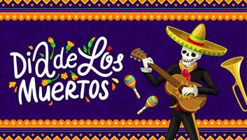 dia de los Muertos Banner mit Mariachi Skelett vektor