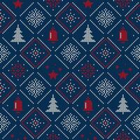 jul Tröja mönster med snöflingor och klocka vektor