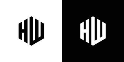 Brief h w Polygon, sechseckig minimal und Fachmann Logo Design auf schwarz und Weiß Hintergrund vektor