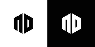 Brief n d Polygon, sechseckig minimal und Fachmann Logo Design auf schwarz und Weiß Hintergrund vektor