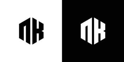 Brief n k Polygon, sechseckig minimal und Fachmann Logo Design auf schwarz und Weiß Hintergrund vektor