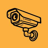 Sicherheit Kamera. cctv Überwachung System. Überwachung, bewachen Ausrüstung, Einbruch oder Raub Verhütung. Vektor Illustration isoliert auf Gelb Hintergrund.