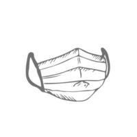 kirurgisk mask, hand dragen vektor klotter illustration av en ansikte mask Begagnade förbi människor mot covid19.