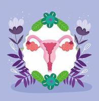 kvinnligt mänskligt reproduktionssystem, vackert organ och blommor vektor