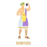 dionysos platt vektorillustration. dionysus. gud för vin och druvskörd. forntida grekisk gud. mytologi. gudomlig mytologisk figur. isolerad seriefigur på vit bakgrund vektor