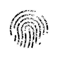 finger skriva ut, tumavtryck piktogram. id symbol. säkerhet och skydd silhuett ikon. biometrisk Identifiering tecken. unik fingeravtryck. skanna Lösenord. mänsklig avtryck. isolerat vektor illustration.