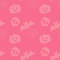 rosa halloween mönster sömlös silhuett pumpa och skalle vektor