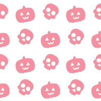 Rosa Halloween Muster nahtlos Silhouette Kürbis und Schädel vektor