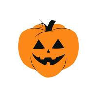halloween pumpa ikon. vektor. höst symbol. platt design. halloween skrämmande pumpa med leende, glad ansikte. orange squash siluett isolerad på vit bakgrund. tecknad färgglad illustration. vektor